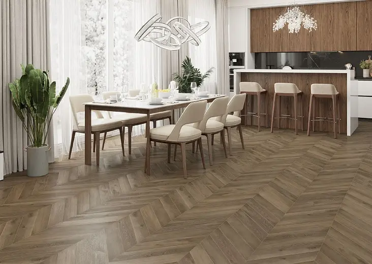 Клеевая кварцвиниловая плитка Alpine Floor Chevron LVT Дуб Насыщенный ECO 20-4