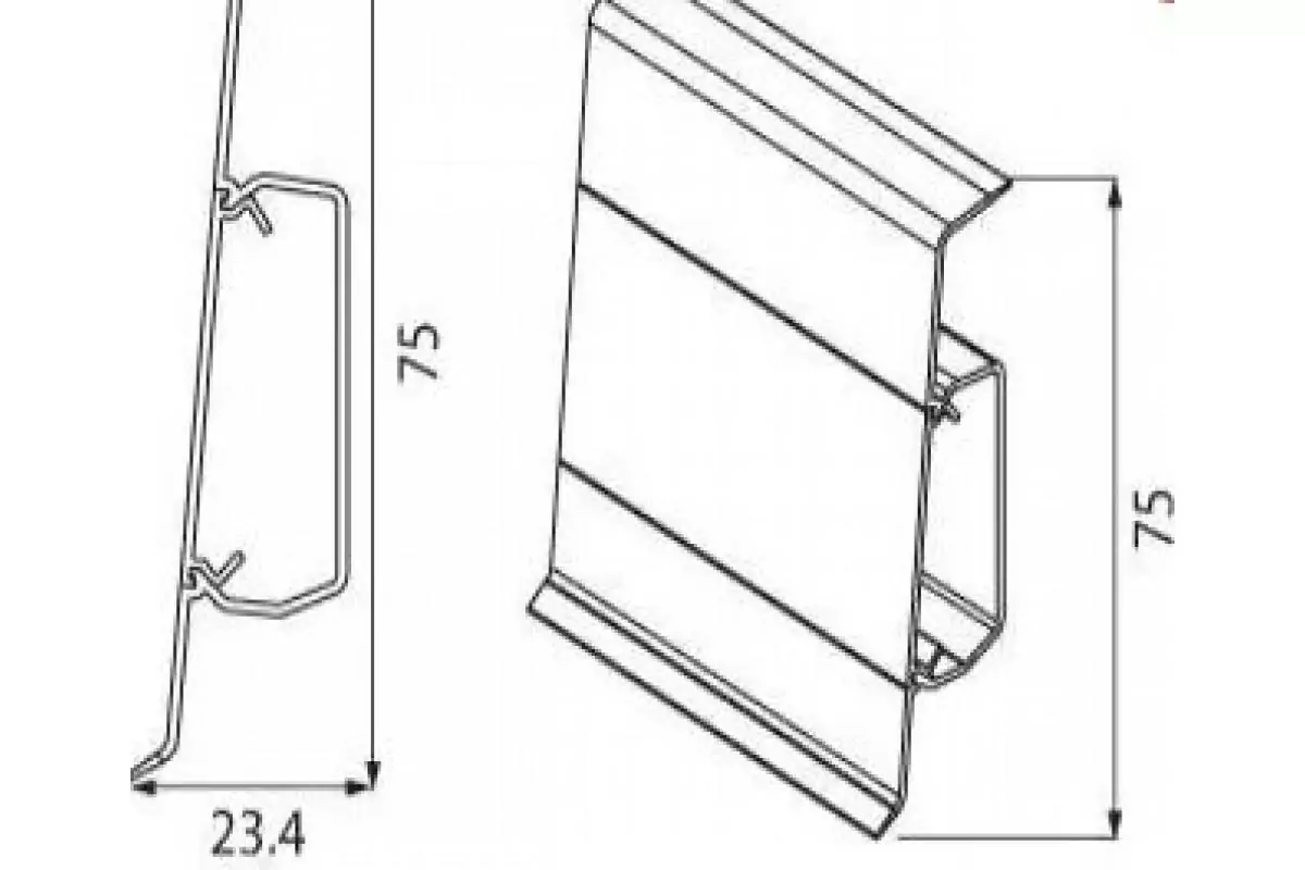 Плинтус пластиковый (ПВХ) CEZAR (Цезарь) Hi-Line №142 с кабель-каналом 75мм Польша