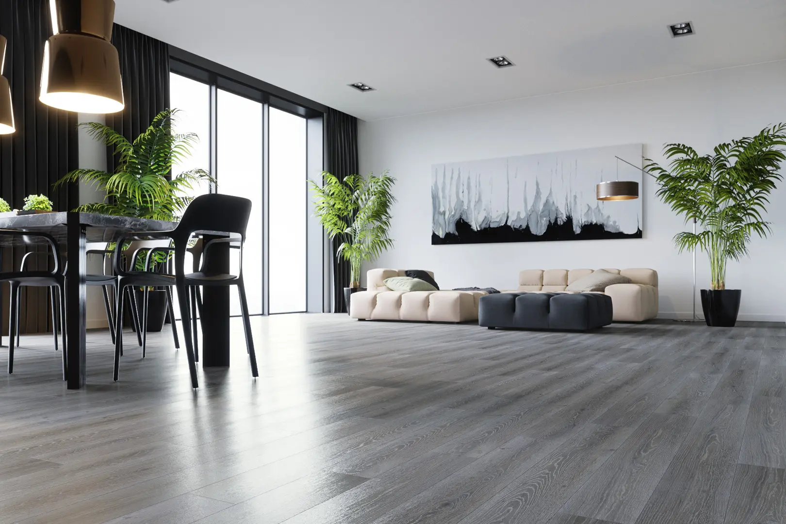 Кварцевый ламинат Refloor Fargo Дуб Серый Иней 379-1 градиент