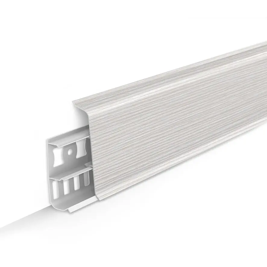 Плинтус напольный с кабель-каналами 70мм 2,2м "Деконика", 255 Ясень бьянко