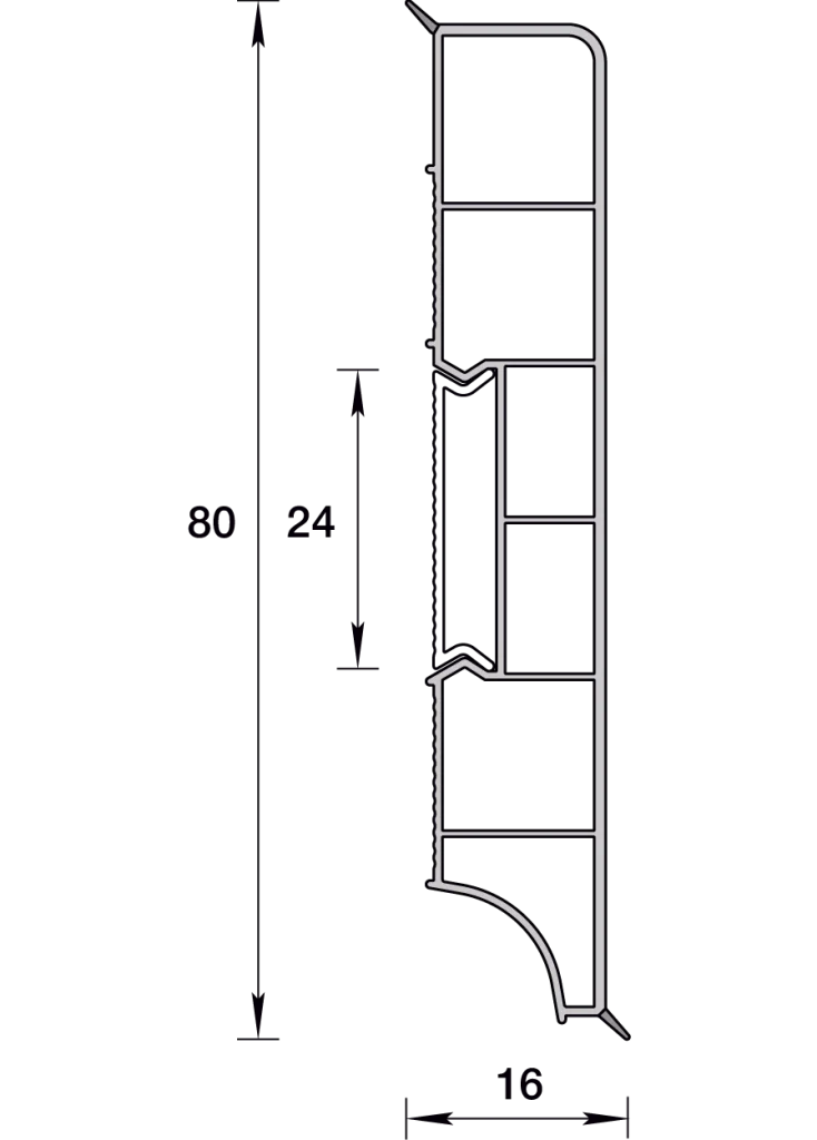 Плинтус напольный прямоугольный 80мм 2,2м "Идеал Дюра", 036 Платиново-серый