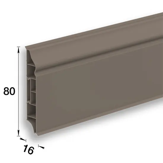 Плинтус напольный фигурный 80мм 2,2м "Идеал Дюра", 036 Платиново-серый