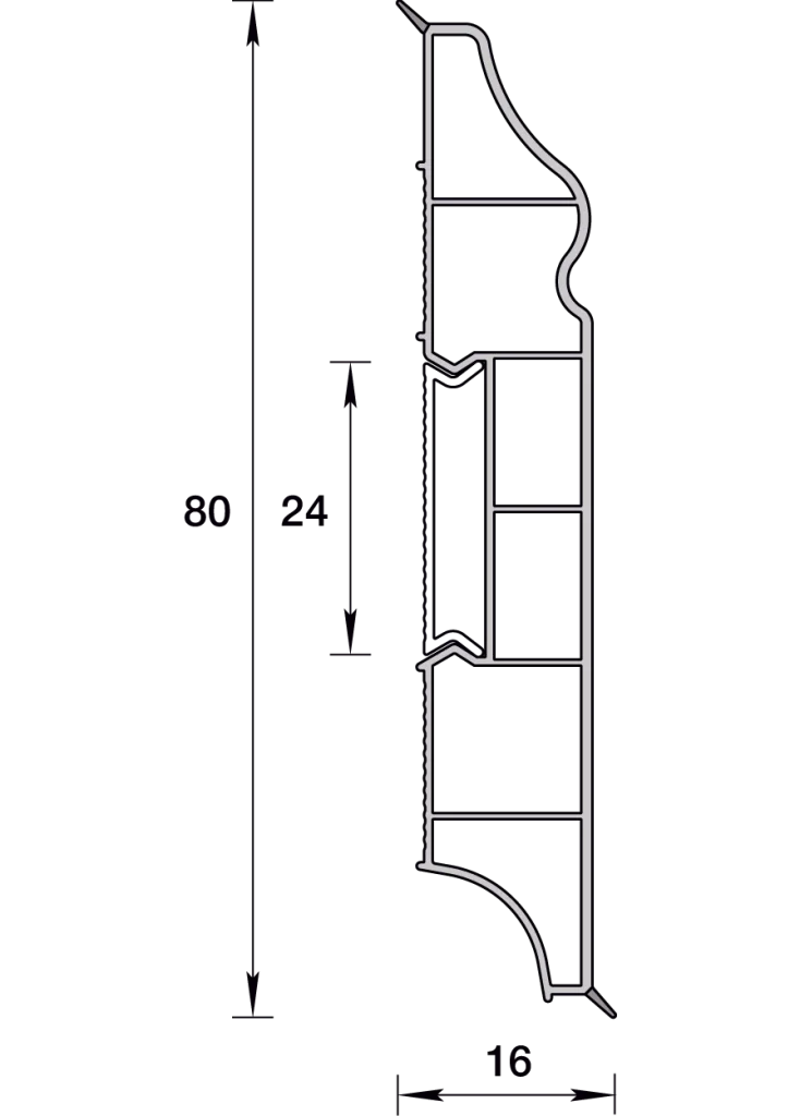 Плинтус напольный фигурный 80мм 2,2м "Идеал Дюра", 002 Светло-серый