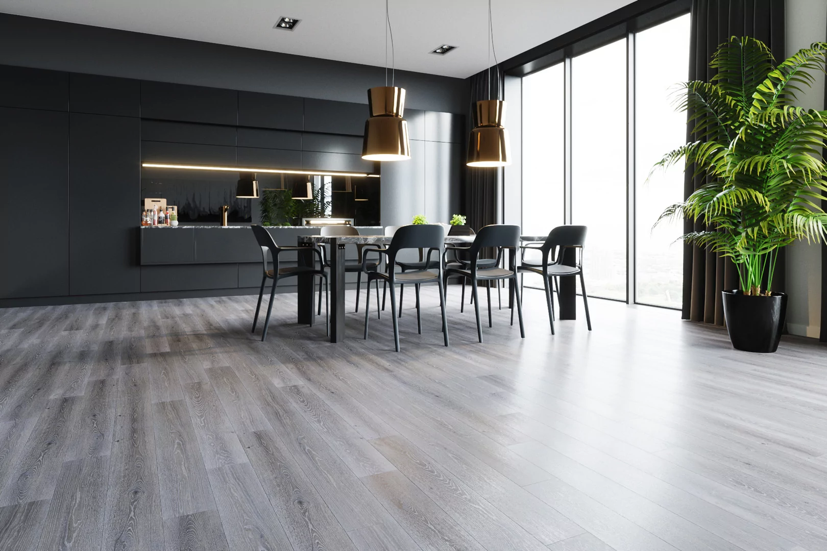 Кварцевый ламинат Refloor Fargo Дуб Серый Иней 379-1 градиент