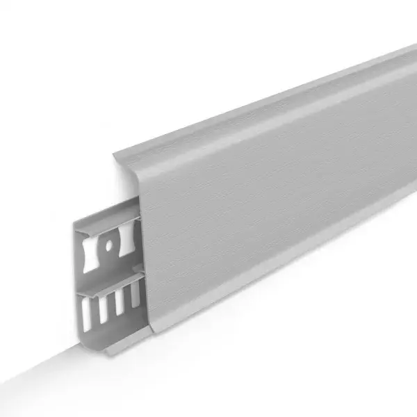 Плинтус напольный с кабель-каналами 85мм 2,2м "Деконика", 002 Светло-серый