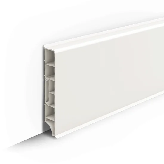 Плинтус напольный прямоугольный 80мм 2,2м "Идеал Дюра", 037Молочно-белый (10 шт/уп)