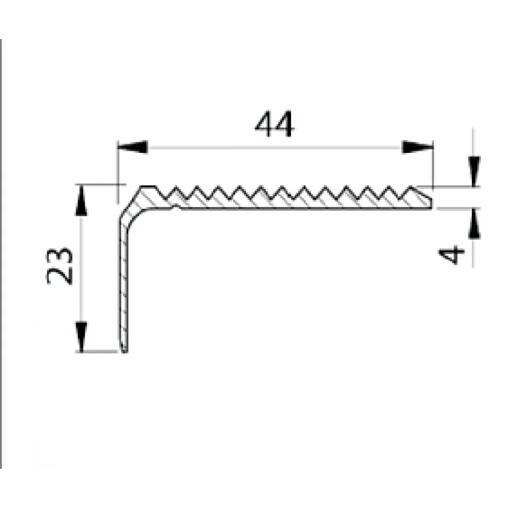 Порог-угол с зубцами 44 х 23мм х 2,0м алюминий медь антик