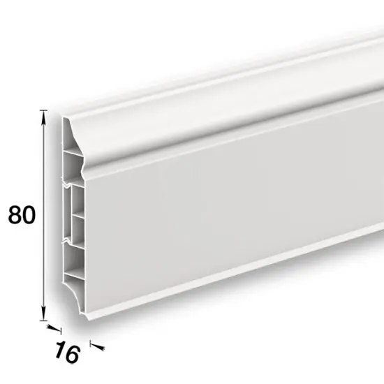 Плинтус напольный фигурный 80мм 2,2м "Идеал Дюра", 037 Молочно-белый