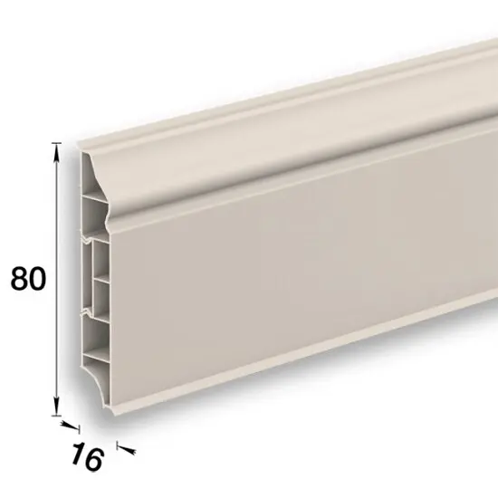 Плинтус напольный фигурный 80мм 2,2м "Идеал Дюра", 033 Кремово-белый