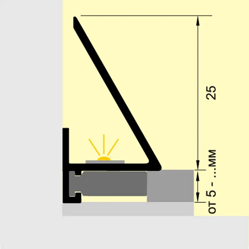Микроплинтус угловой 16-25мм 2,4м анод. черный матовый
