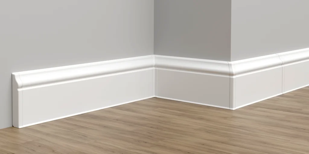 Плинтус напольный фигурный 80мм 2,2м "Идеал Дюра", 002 Светло-серый