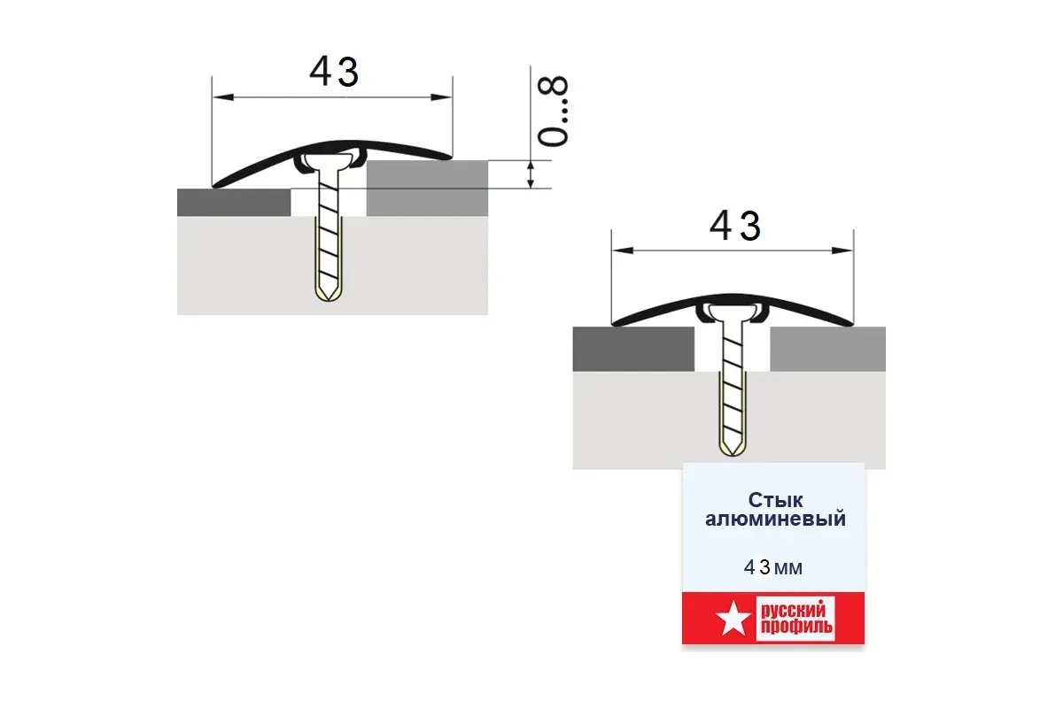 Стык разноуровневый со скрытым креплением 43 мм 1,8 дуб леванте