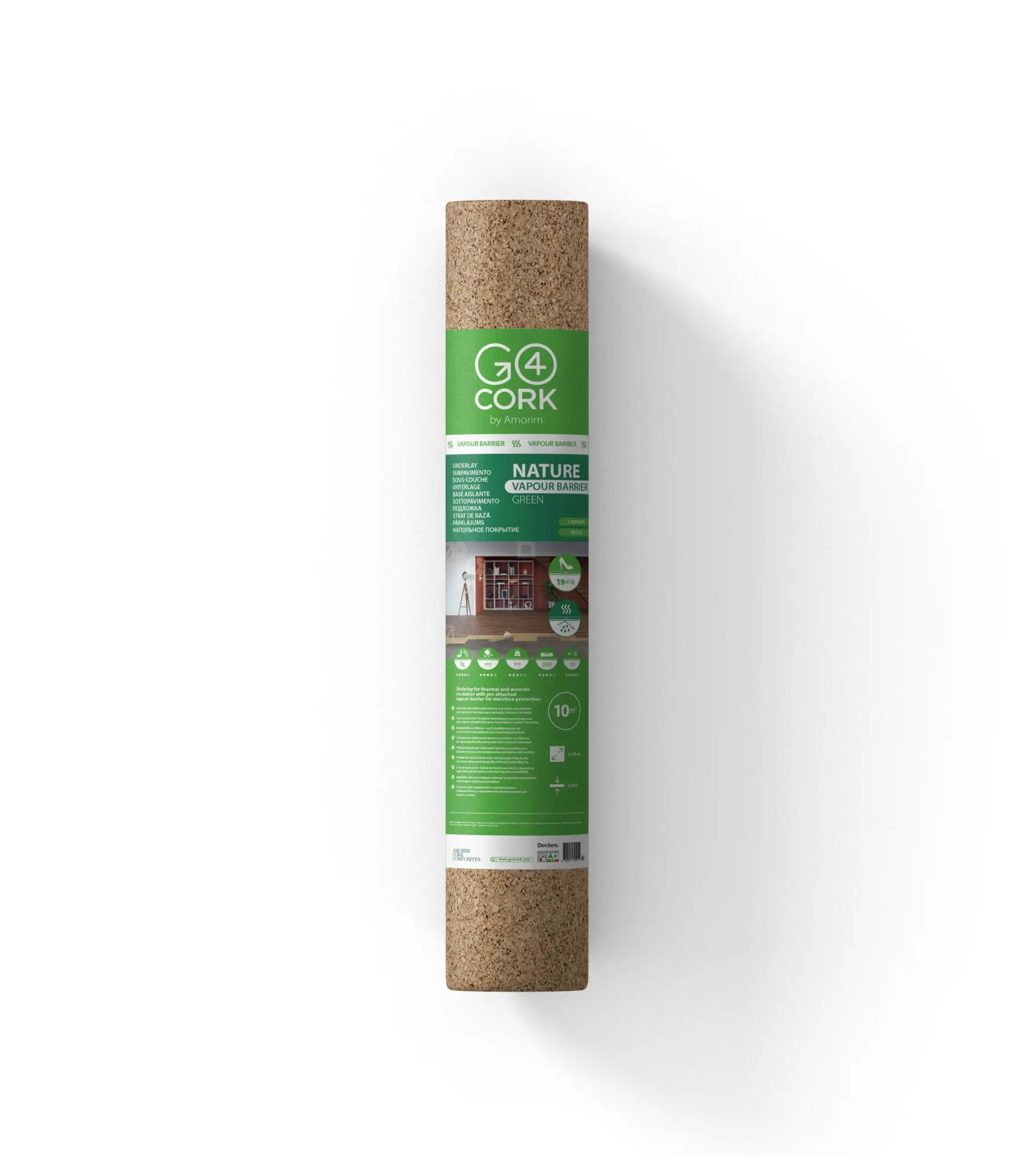 Подложка пробковая GO4CORK NATURE 1000мм х 5мм х 10м