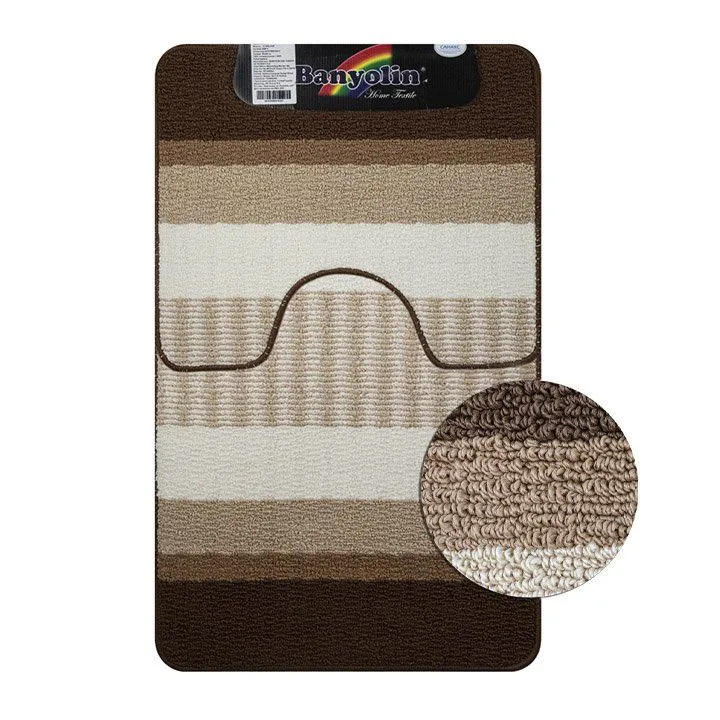 Коврик в ванную STARLOOP двойной КОРИЧНЕВЫЙ 550 х 900 , 550 х 450 мм 100% полиэстер , ворс 6 мм, код: 00823