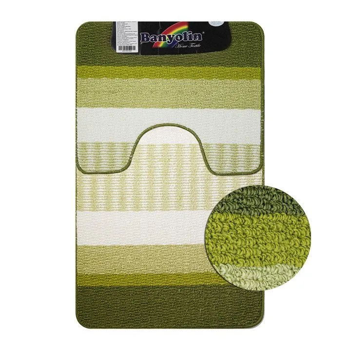 Коврик в ванную STARLOOP двойной ЗЕЛЁНЫЙ 550 х 900 , 550 х 450 мм 100% полиэстер , ворс 6 мм, код: 00824