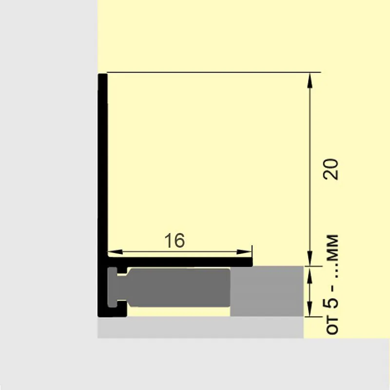 Микроплинтус 16-20мм 2,4м анод. серебро матовый, шт