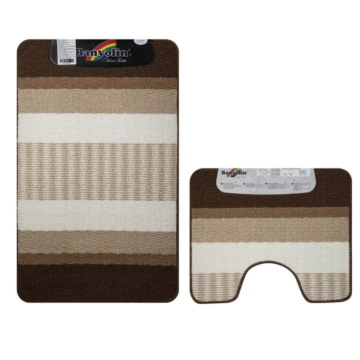 Коврик в ванную STARLOOP двойной КОРИЧНЕВЫЙ 550 х 900 , 550 х 450 мм 100% полиэстер , ворс 6 мм, код: 00823