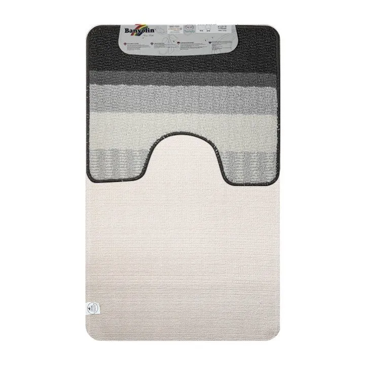 Коврик в ванную STARLOOP двойной СЕРЫЙ 550 х 900 , 550 х 450 мм 100% полиэстер , ворс 6 мм, код: 00821