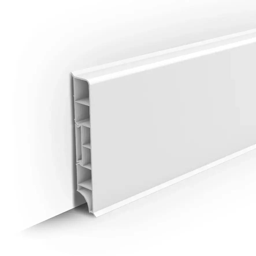 Плинтус напольный прямоугольный 80мм 2,2м "Идеал Дюра", 001 Белый (10 шт/уп)