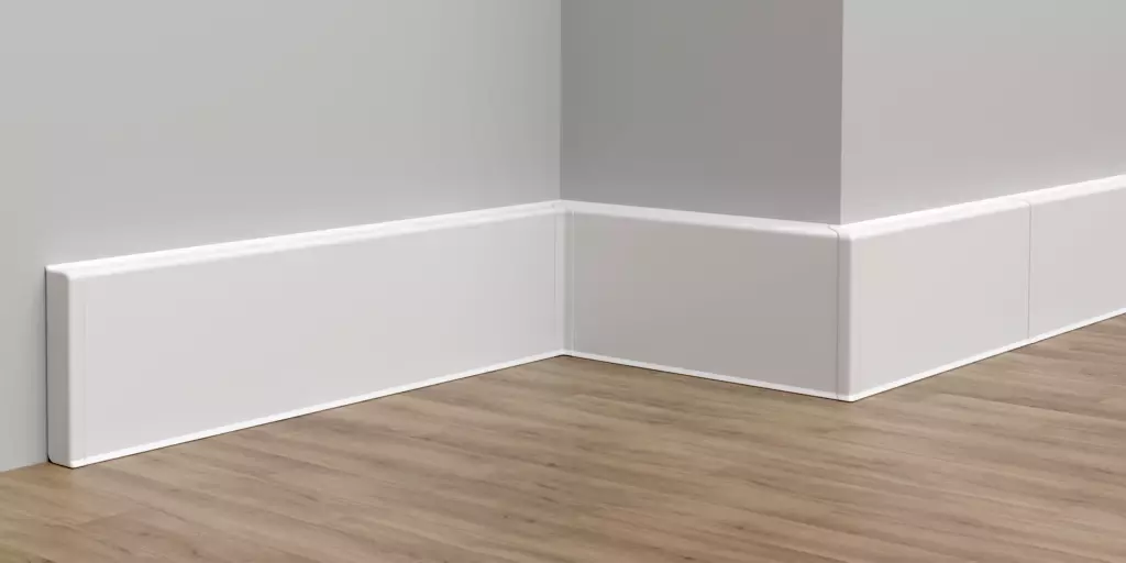 Плинтус напольный прямоугольный 80мм 2,2м "Идеал Дюра", 001 Белый (10 шт/уп)