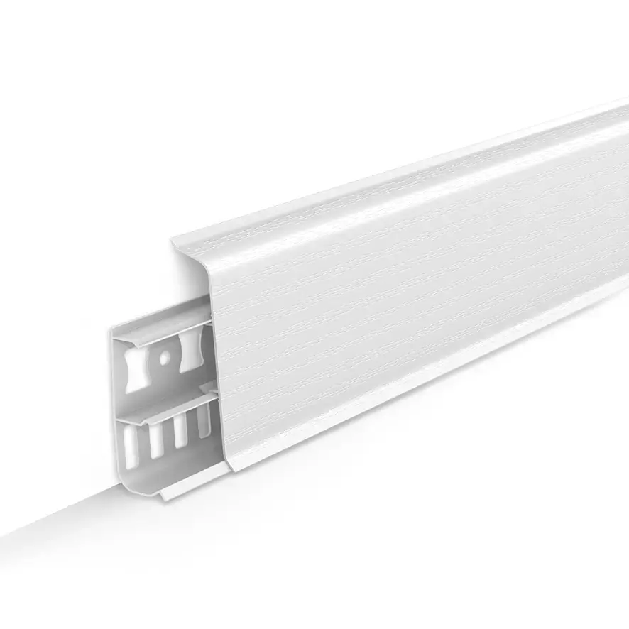 Плинтус напольный с кабель-каналами 70мм 2,2м "Деконика", 001 Белый