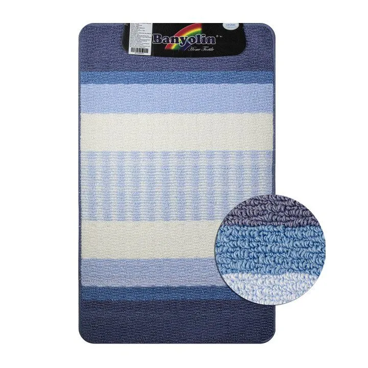 Коврик в ванную STARLOOP одинарный СИНИЙ 550 х 900 мм 100% полиэстер , ворс 6 мм, код: 00812