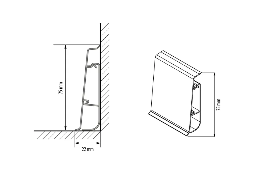 плинтус ПВХ Cezar матовый с мягким краем HI-LINE PRESTIGE 090 (20) , шт.
