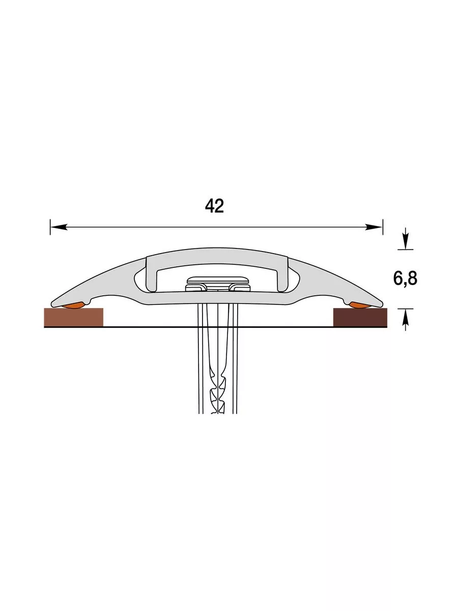 Порог с монтажным каналом (с дюб-гвоздями) 42мм 1,8 "Идеал" 212/Дуб светлый