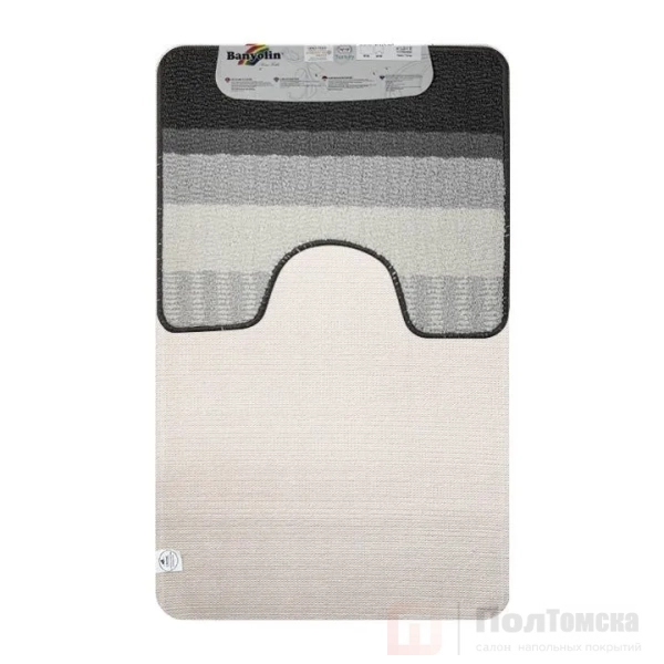 Коврик в ванную STARLOOP двойной СЕРЫЙ 550 х 900 , 550 х 450 мм 100% полиэстер , ворс 6 мм, код: 00821