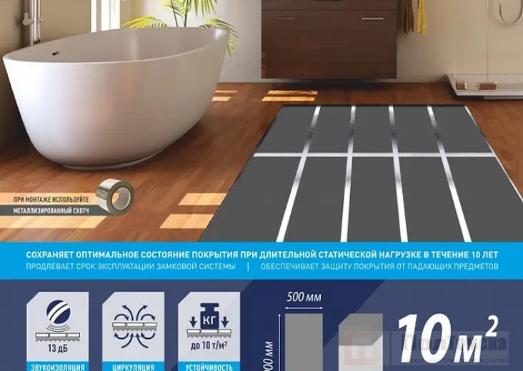 Подложка Planker листовая под замковый ПВХ-ламинат (SPC, LVT) 1.5 мм